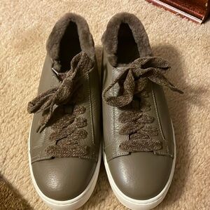Women’s Santoni Leather and Fur Sneakers